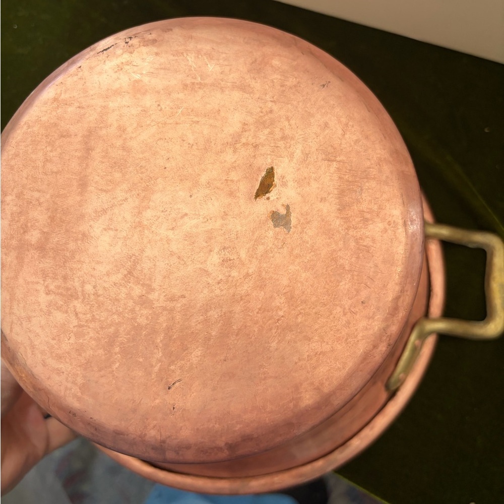 Hammered Copper Saucepan with Brass Handle - antique Italian - Picture 7 of 12